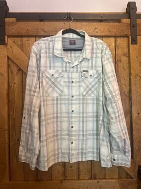 Wrangler plaid Long Sleeve button up collared shirt 3XL blue gray mens western